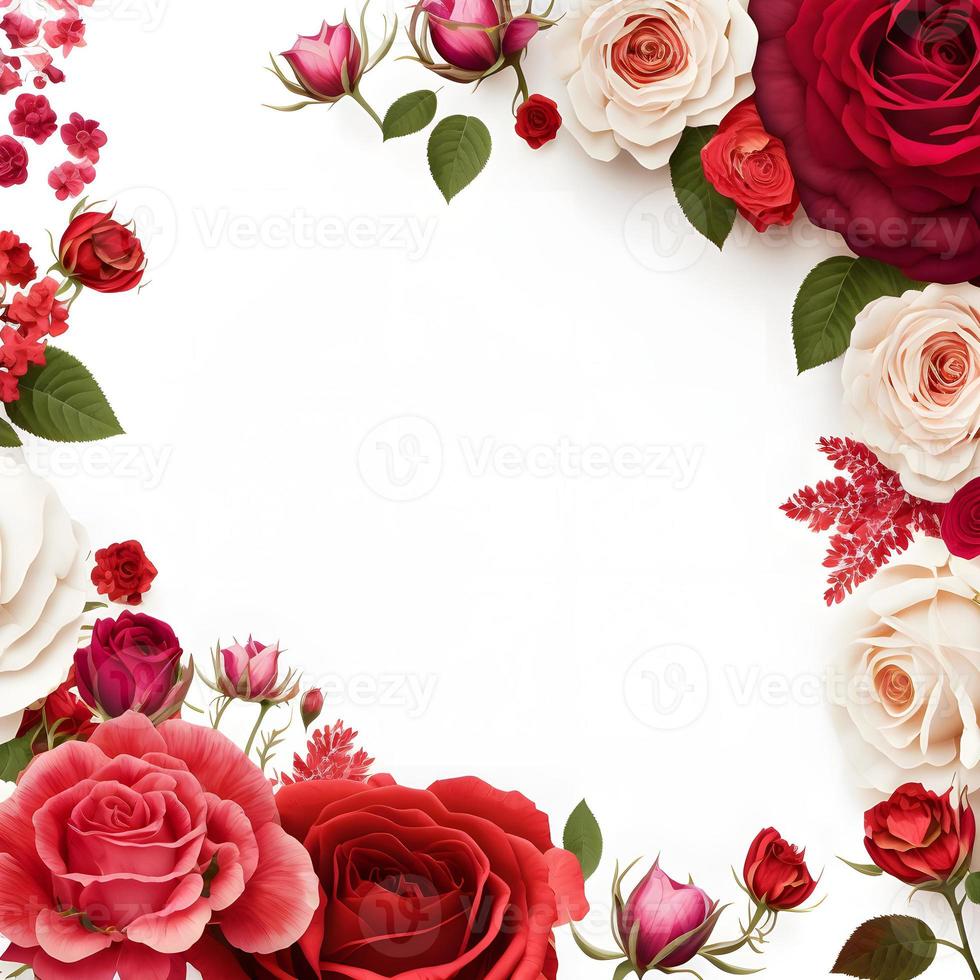 A stunning image featuring a red and pink rose flower with a blank space in the middle, perfect for adding text or overlaying graphics. This photo is ideal for use on social media, websites