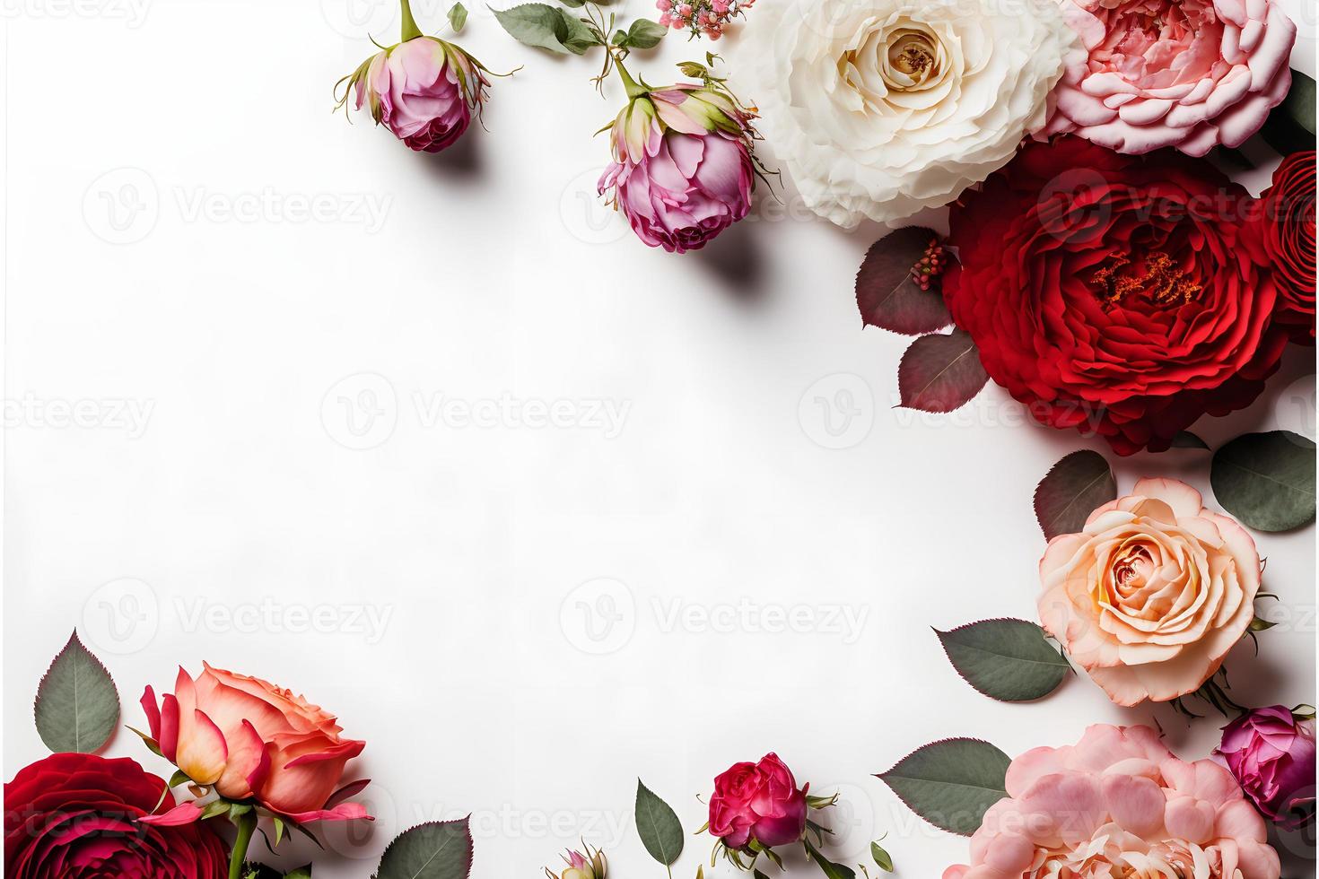 A stunning image featuring a red and pink rose flower with a blank space in the middle, perfect for adding text or overlaying graphics. This photo is ideal for use on social media, websites