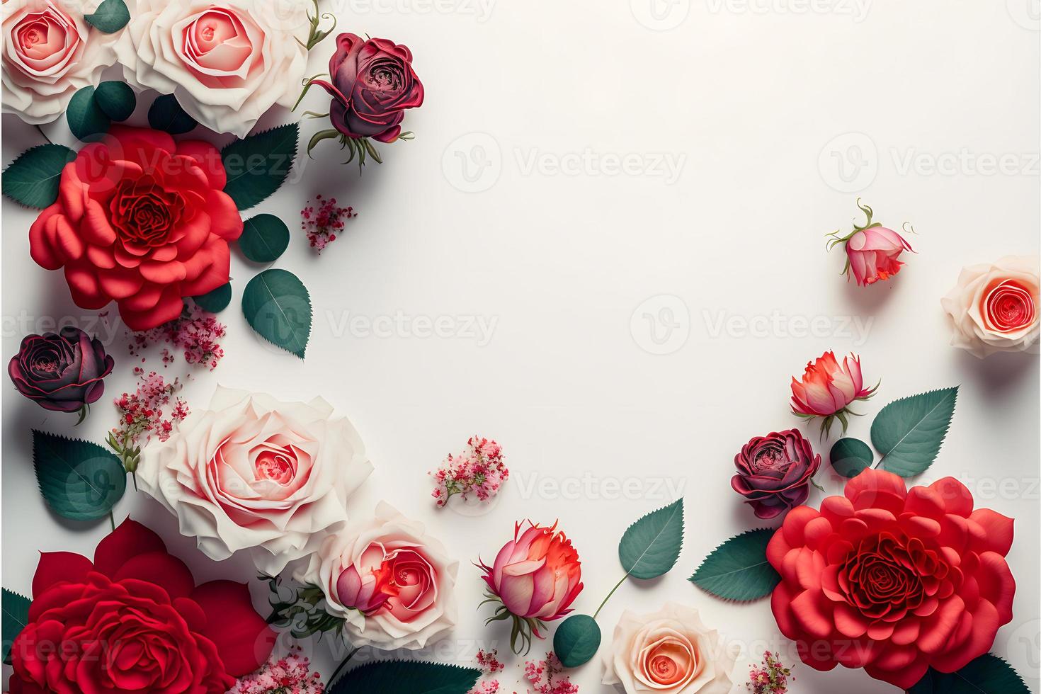 A stunning image featuring a red and pink rose flower with a blank space in the middle, perfect for adding text or overlaying graphics. This photo is ideal for use on social media, websites