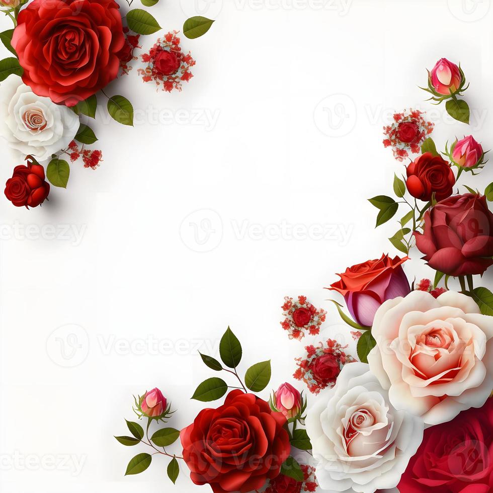 A stunning image featuring a red and pink rose flower with a blank space in the middle, perfect for adding text or overlaying graphics. This photo is ideal for use on social media, websites