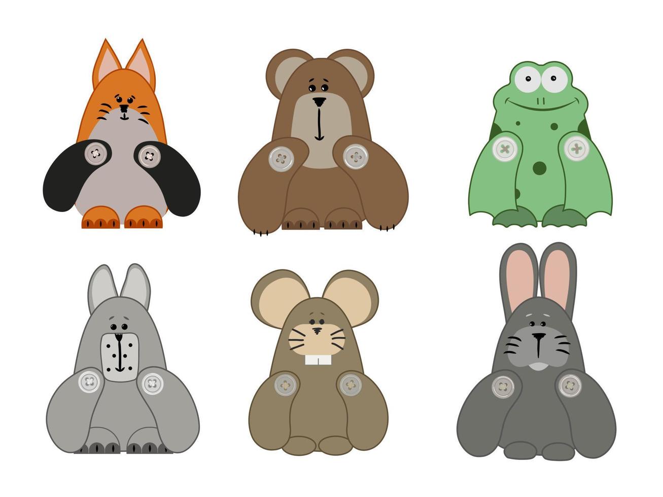 Set of Cute cartoon forest animals for animation and baby patterns vector