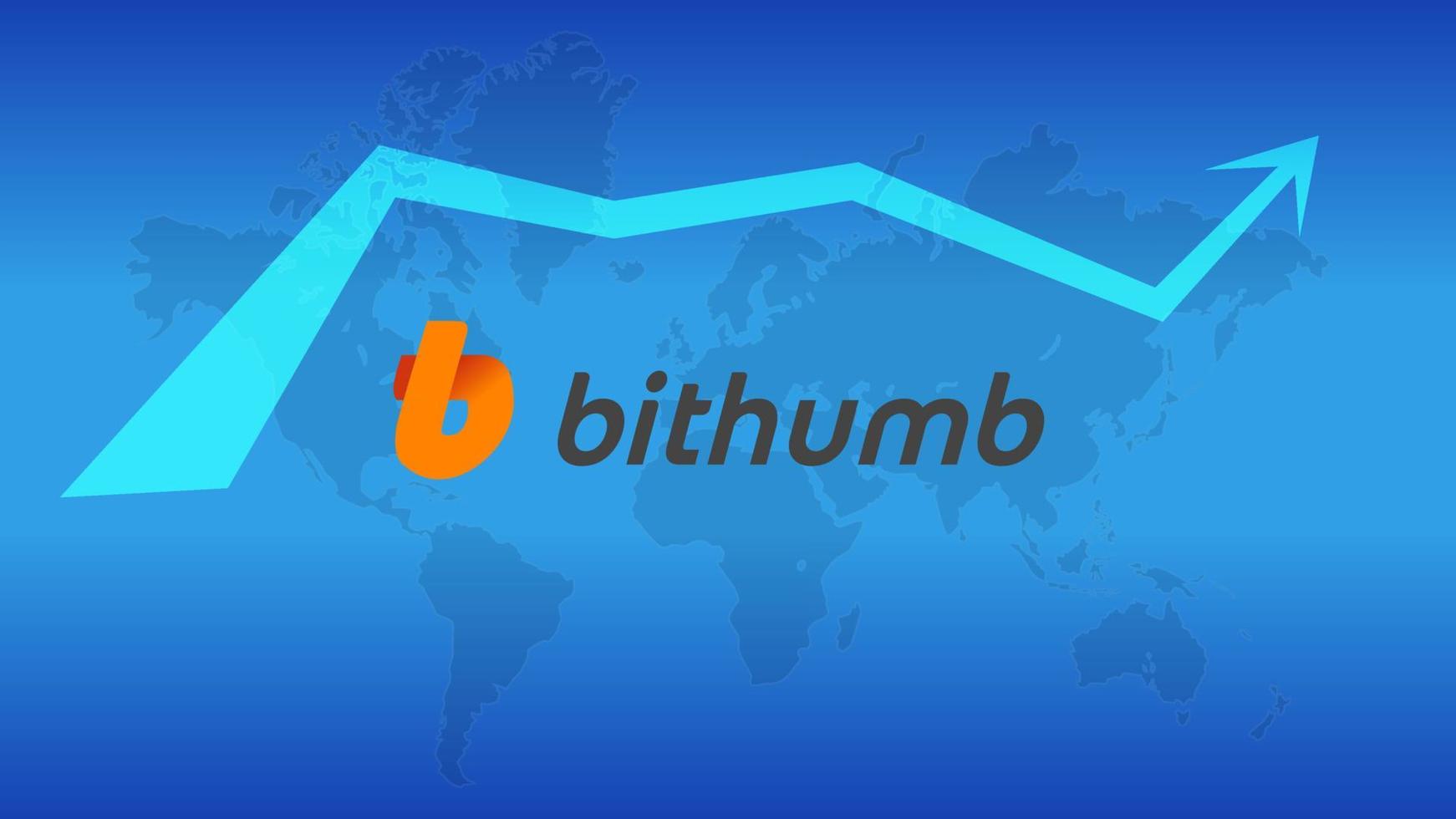 Bithumb cryptocurrency stock market name with logo on abstract digital background. Crypto stock exchange for news and media. Vector EPS10.