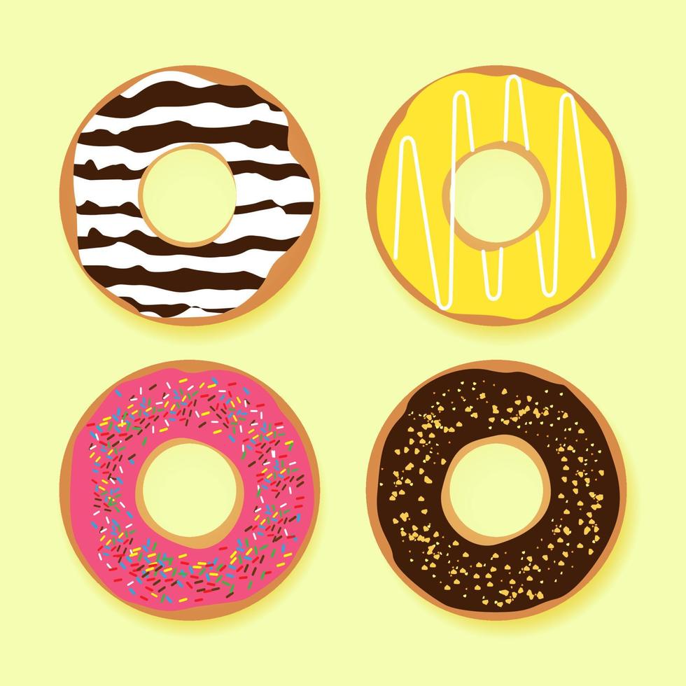 Donuts vector collection top view set