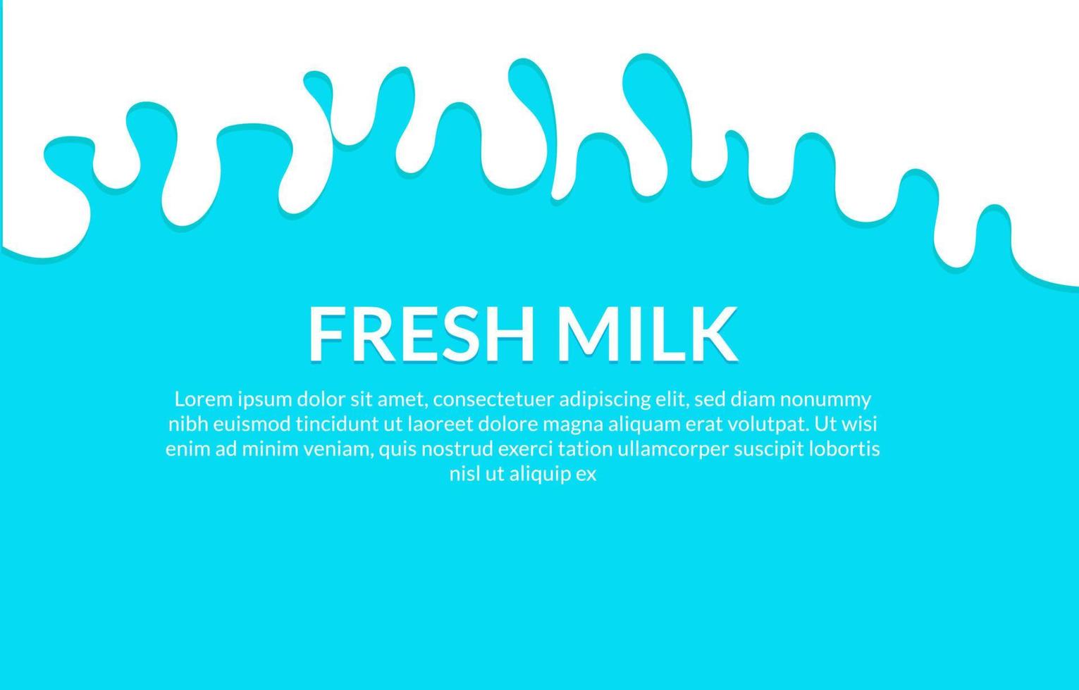 Flat banner of milk drips on blue background vector