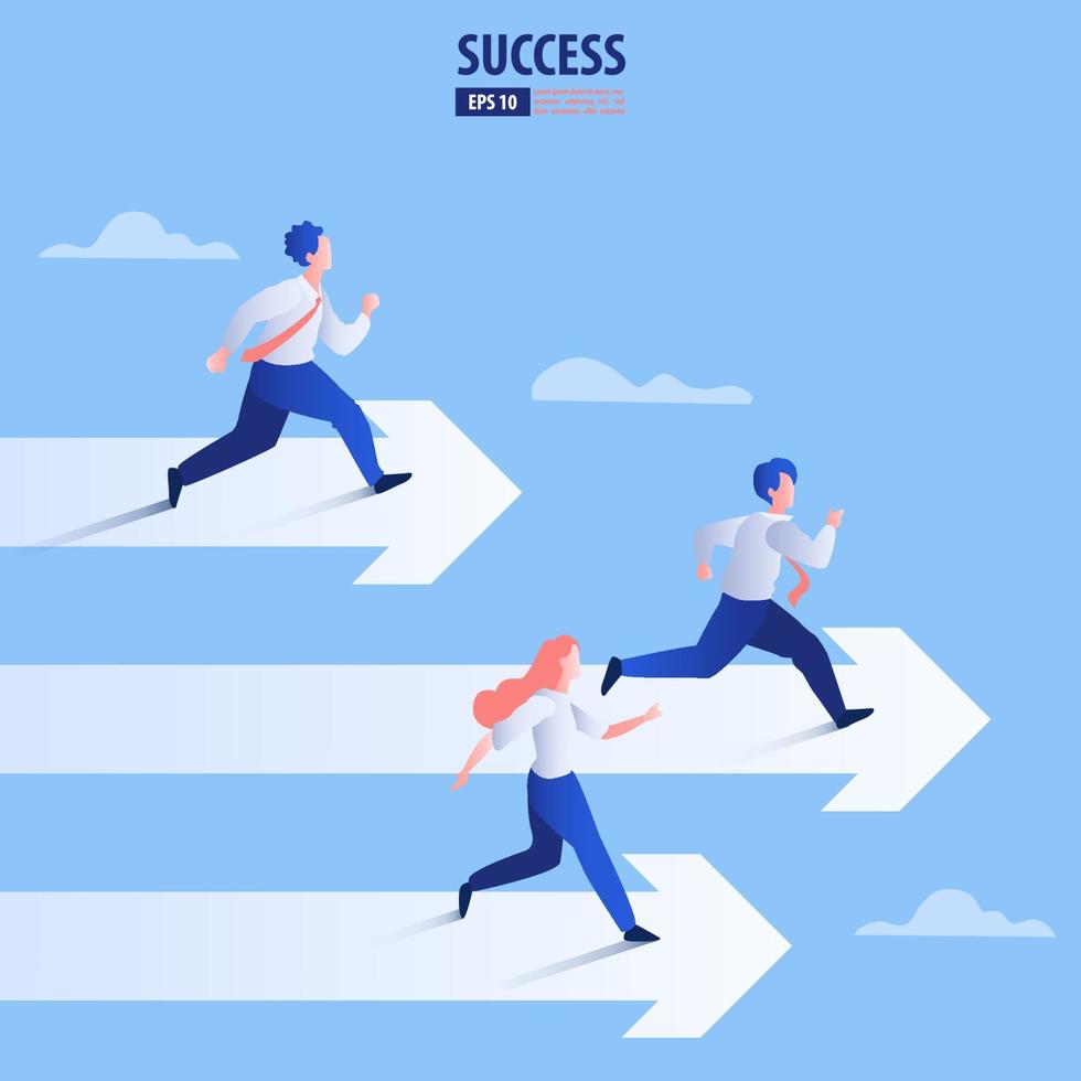 Business arrow concept with businessman on arrow flying to success. Catch the opportunity.  background vector illustration