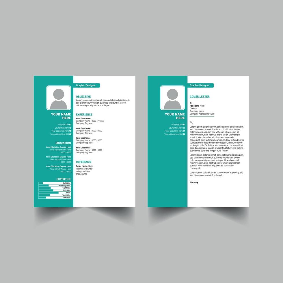 Simple resume and Cover letter template vector