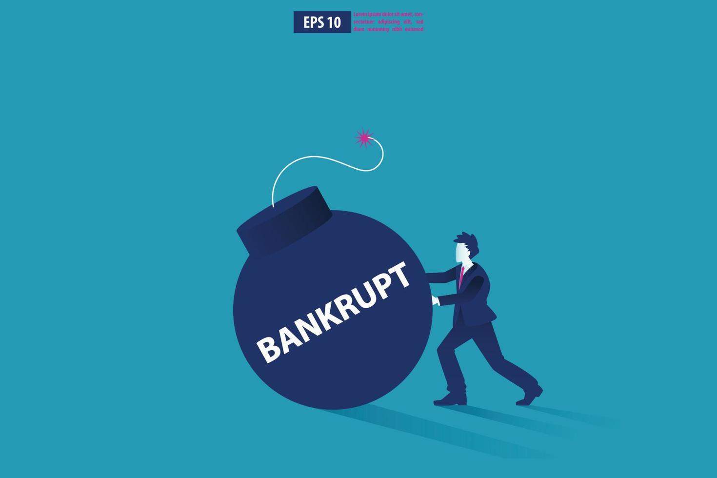 Bankruptcy vector illustration  concept. Businessman with broke company. global financial crisis with arrow decrease symbol. economy drop, lost,and bankrupt
