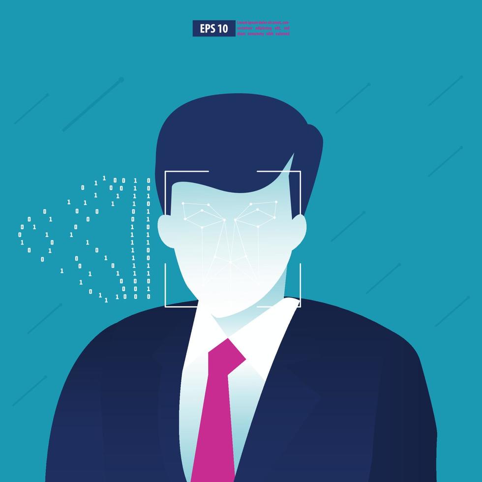 futuristic businessman face recognition. Business vector illustration