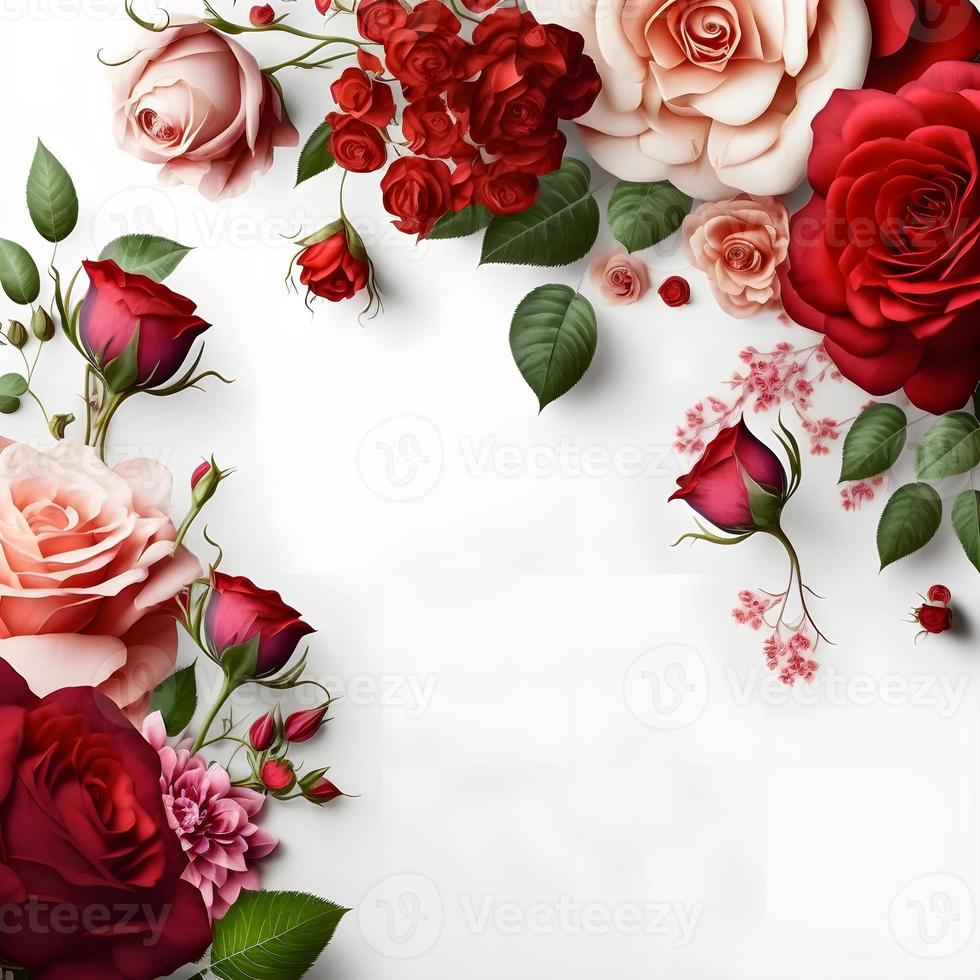 A stunning image featuring a red and pink rose flower with a blank space in the middle, perfect for adding text or overlaying graphics. This photo is ideal for use on social media, websites
