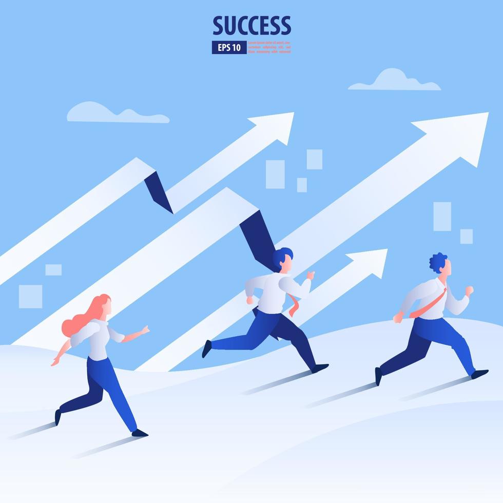 Business arrow concept with businessman on arrow flying to success. Catch the opportunity.  background vector illustration