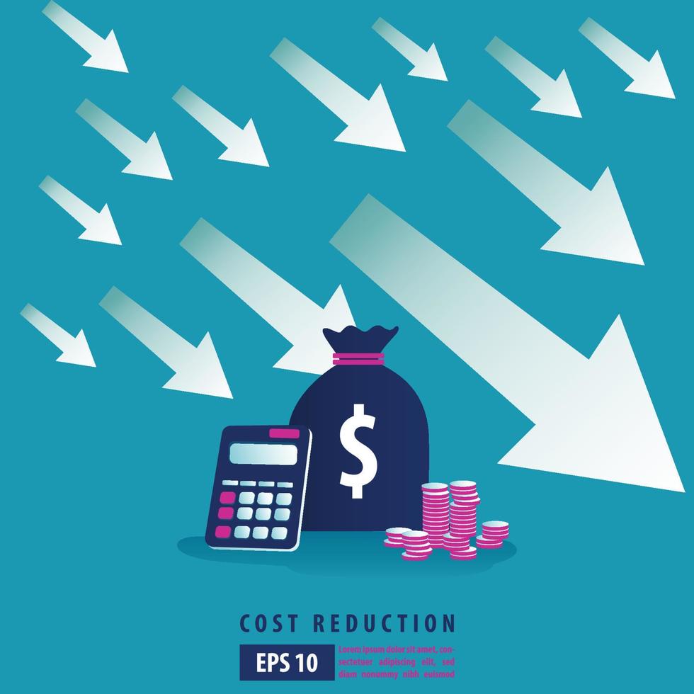 financial crisis concept. cost reduction strategy and analysis. pile of dollar coin fall down symbol. economic decline, downfall, crisis and bankrupt. Business vector illustration