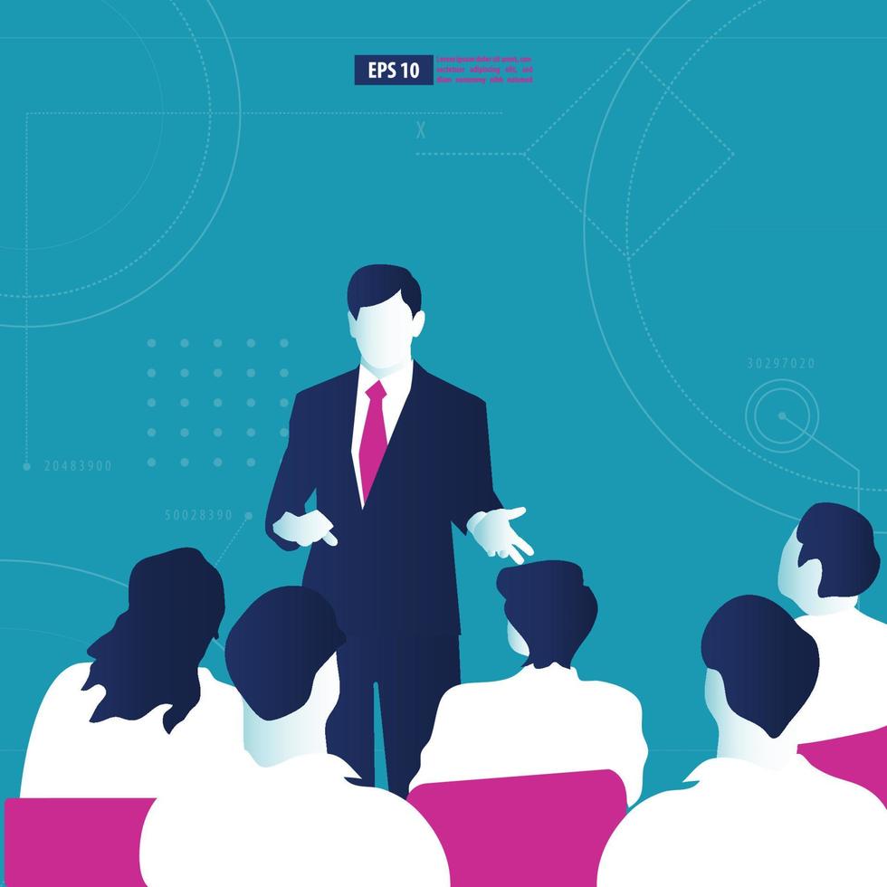 businessman gives seminars to his employees. Business vector illustration