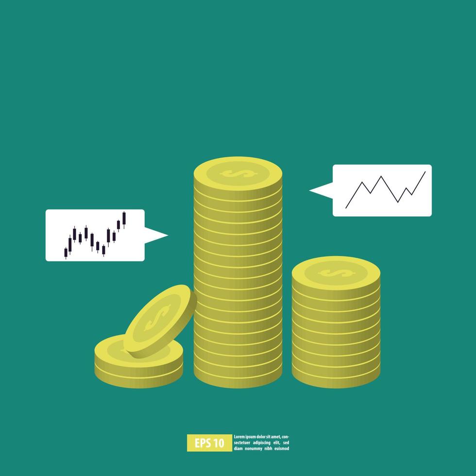 Return on investment, ROI chart and graph, Business, profit, and success concept. Flat style vector illustration