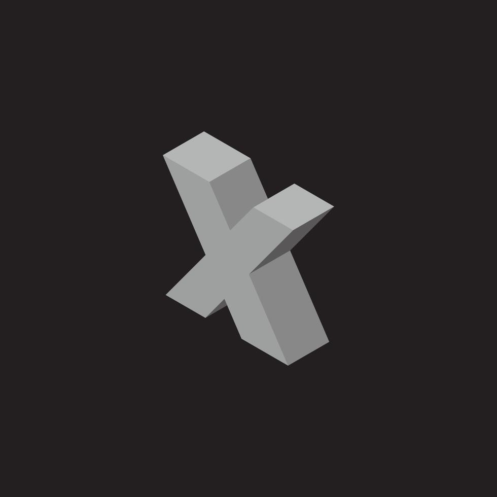 letter x simple 3d gradient shadow symbol decoration vector