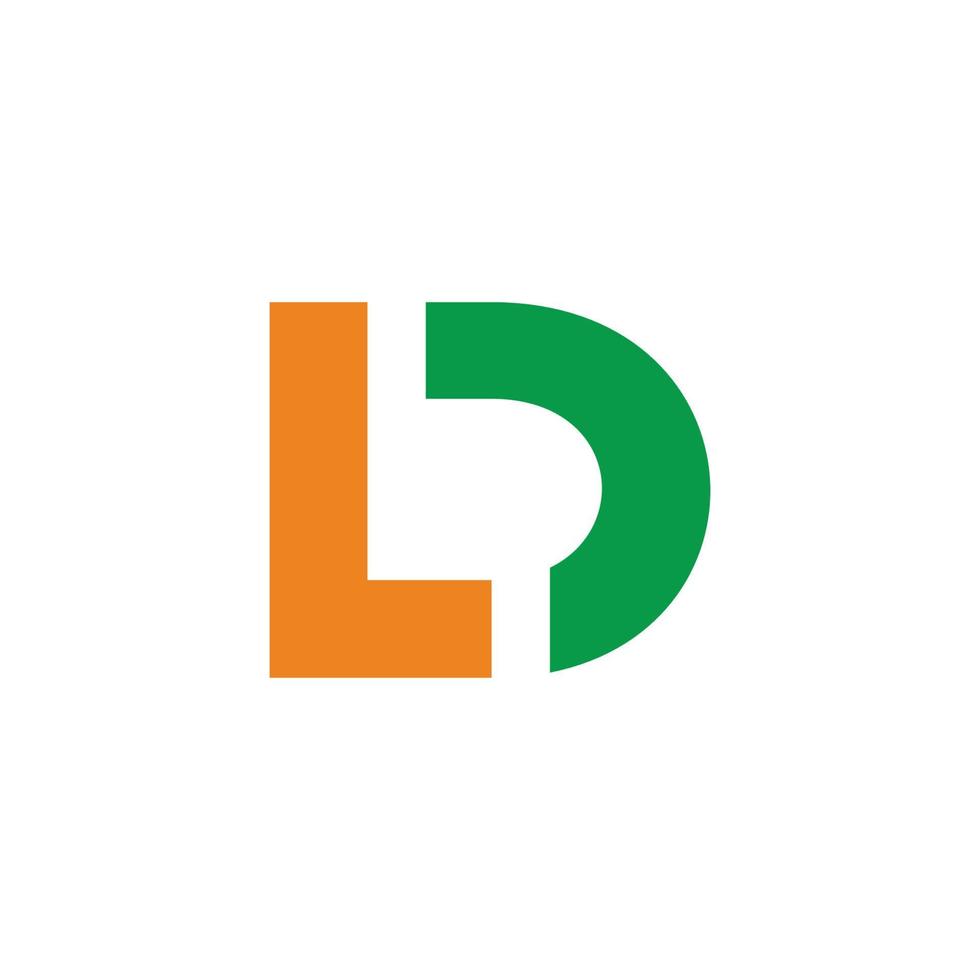 vector de logotipo de línea geométrica plana simple de diseño de corte de letra abstracta ld