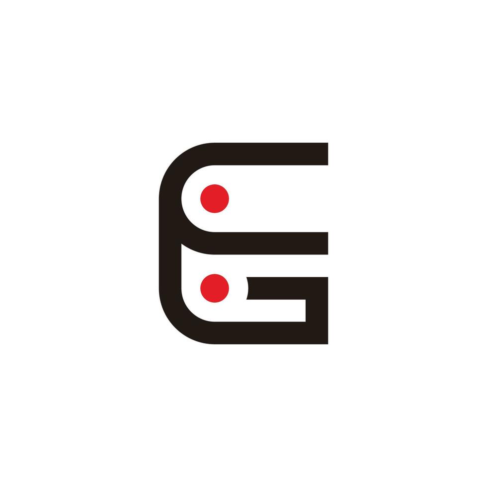 letters cg simple geometric line dots logo vector