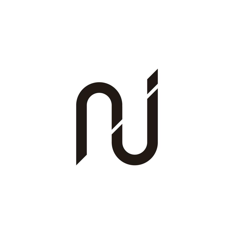 simple curves letter nj line geometric logo vector