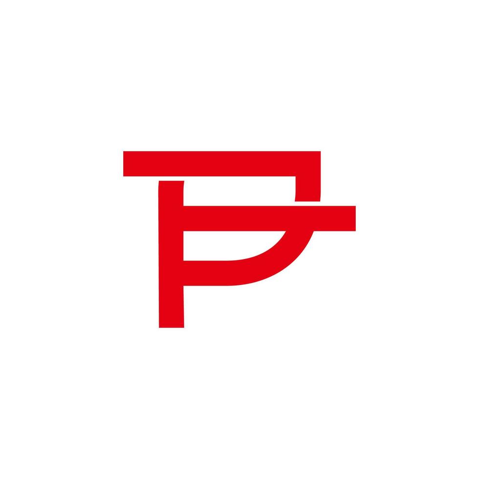 letter pt symbol simple geometric line logo vector