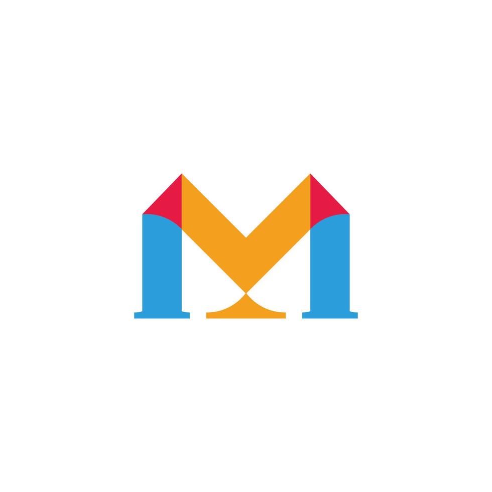 letter m colorful mosaic simple geometric logo vector