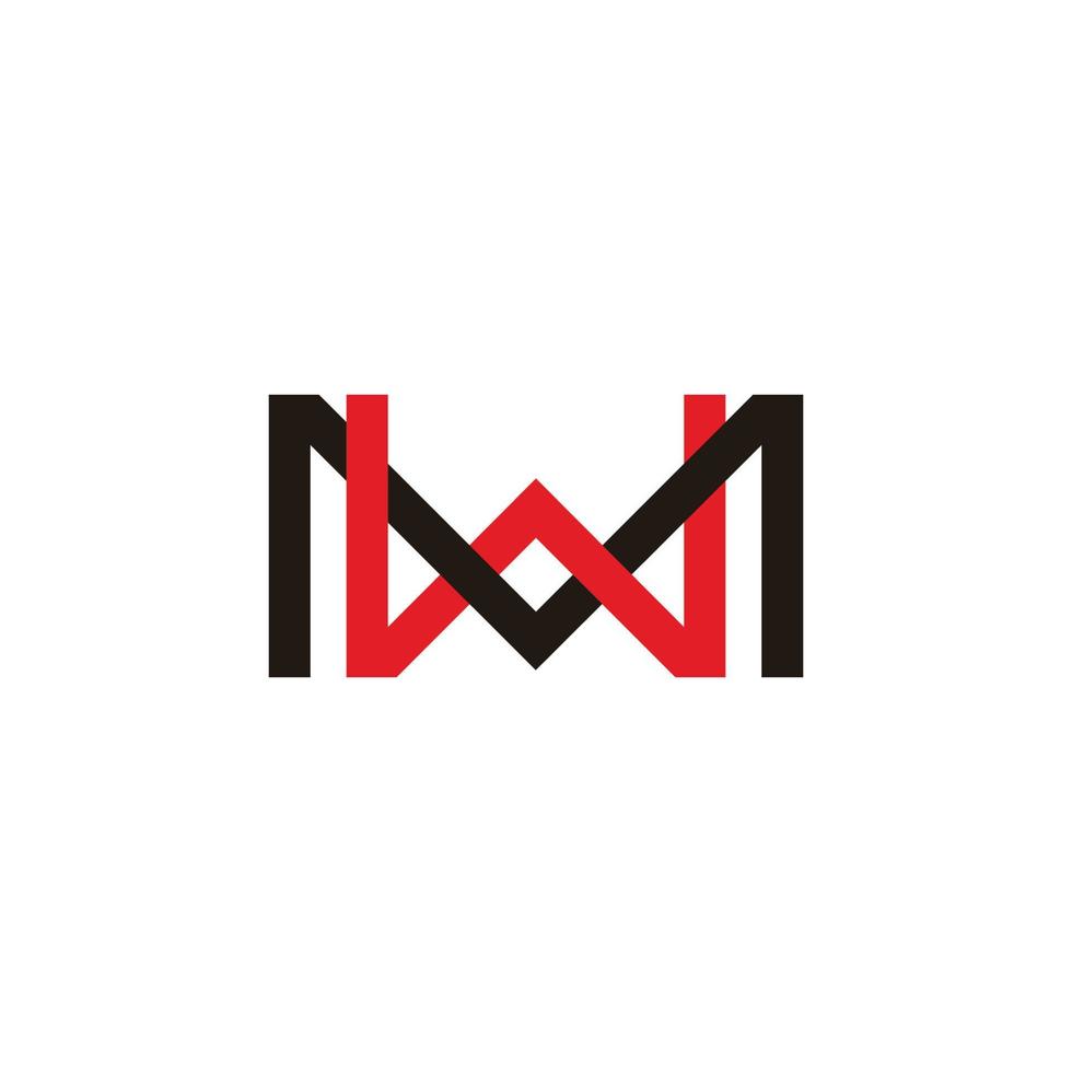 letter mw linked colorful line overlap logo vector