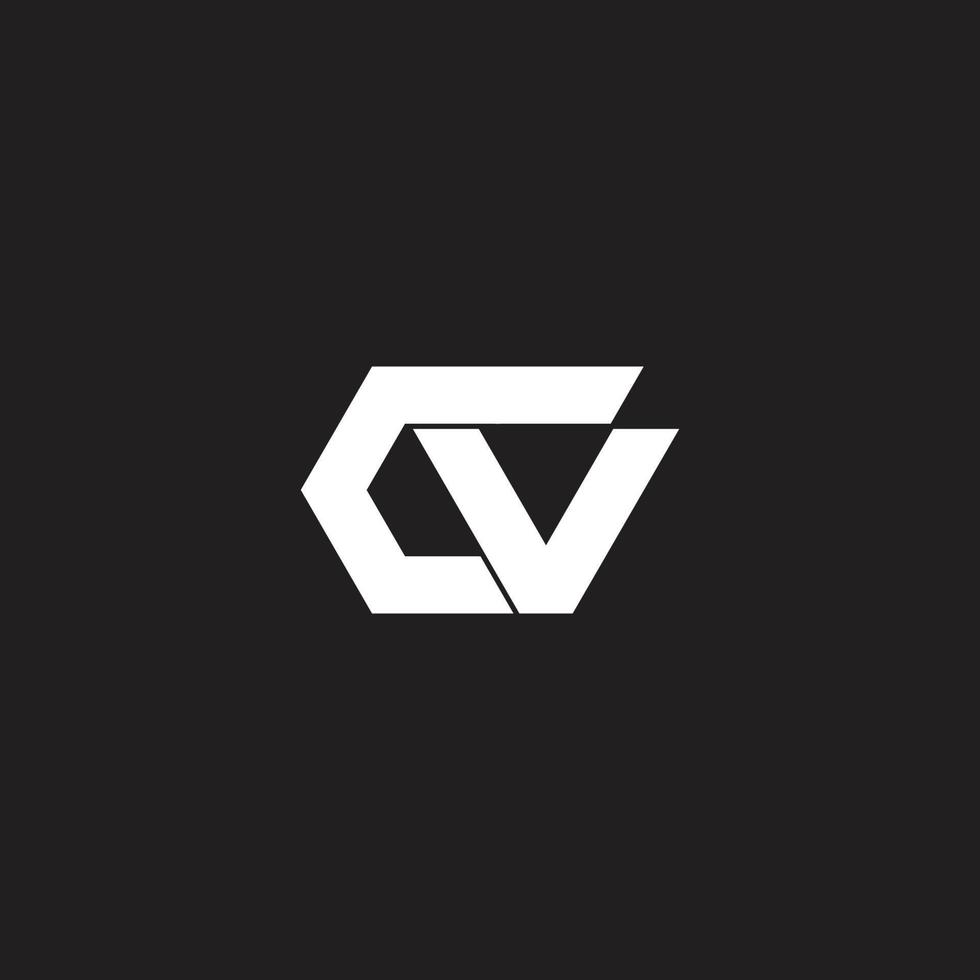 letter cv simple motion slice logo vector