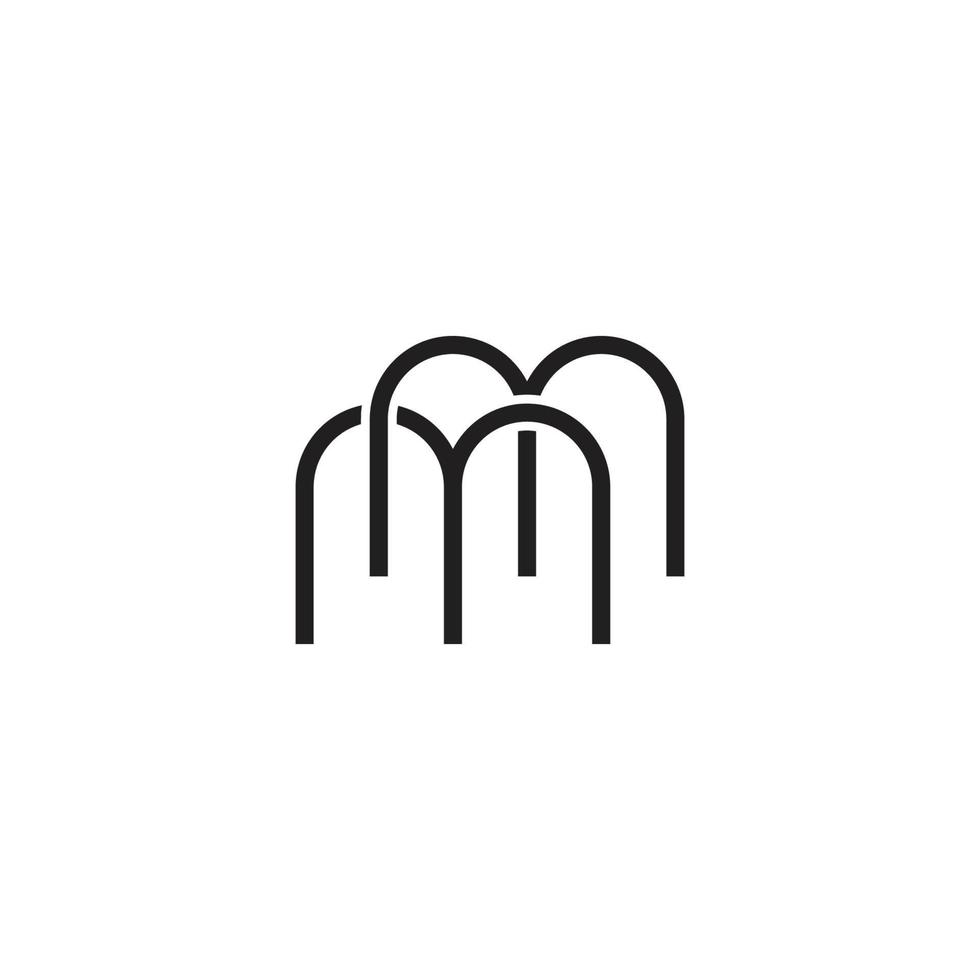 vector de logotipo de diseño vinculado de línea delgada simple de letra mm