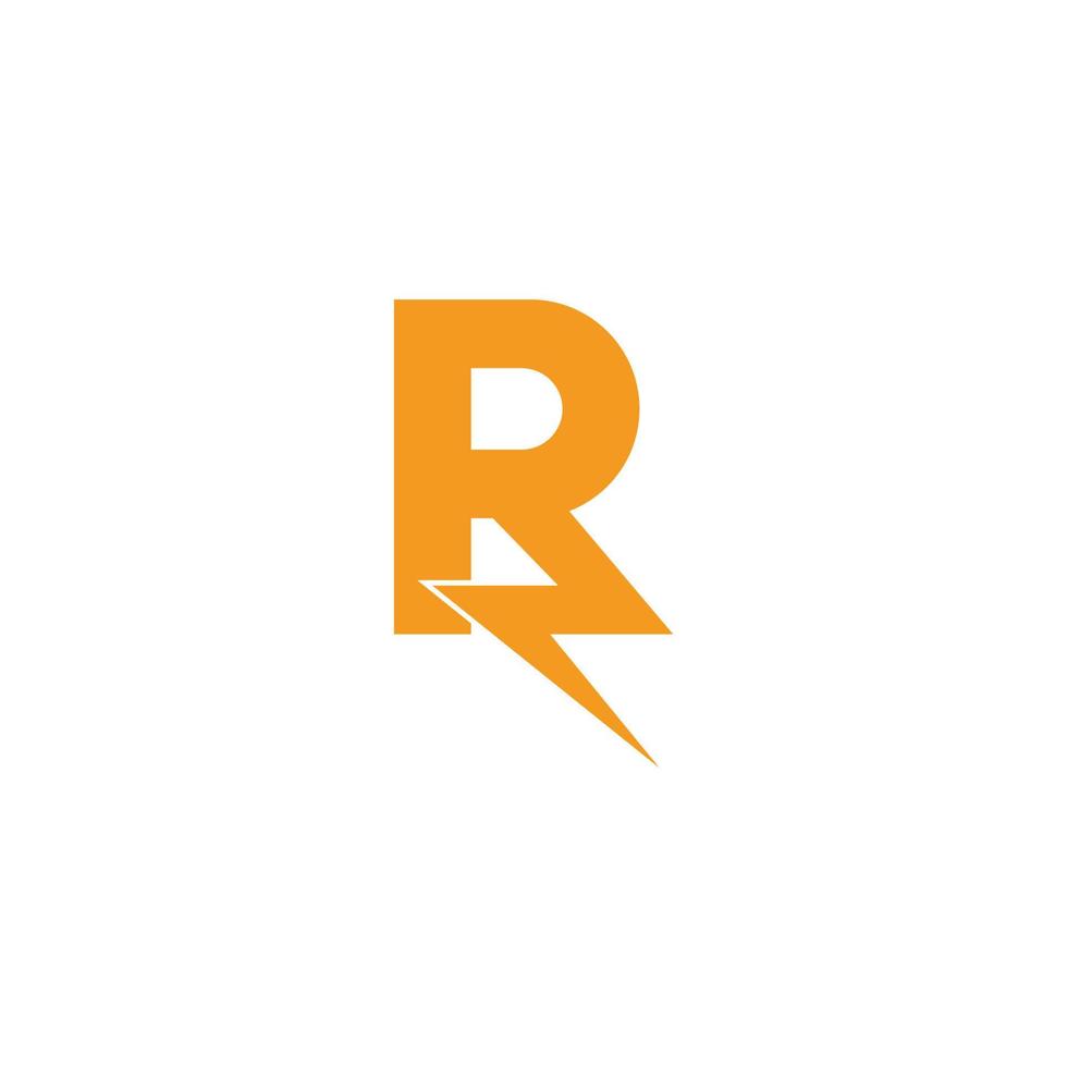 letter r thunder shape simple technology power symbol logo vector