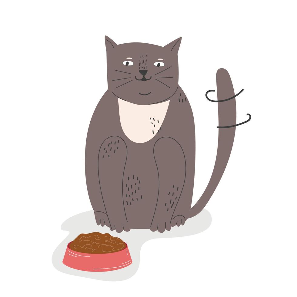 lindo gato en diferentes poses aislado sobre fondo blanco en estilo plano moderno. animales ilustración vectorial vector