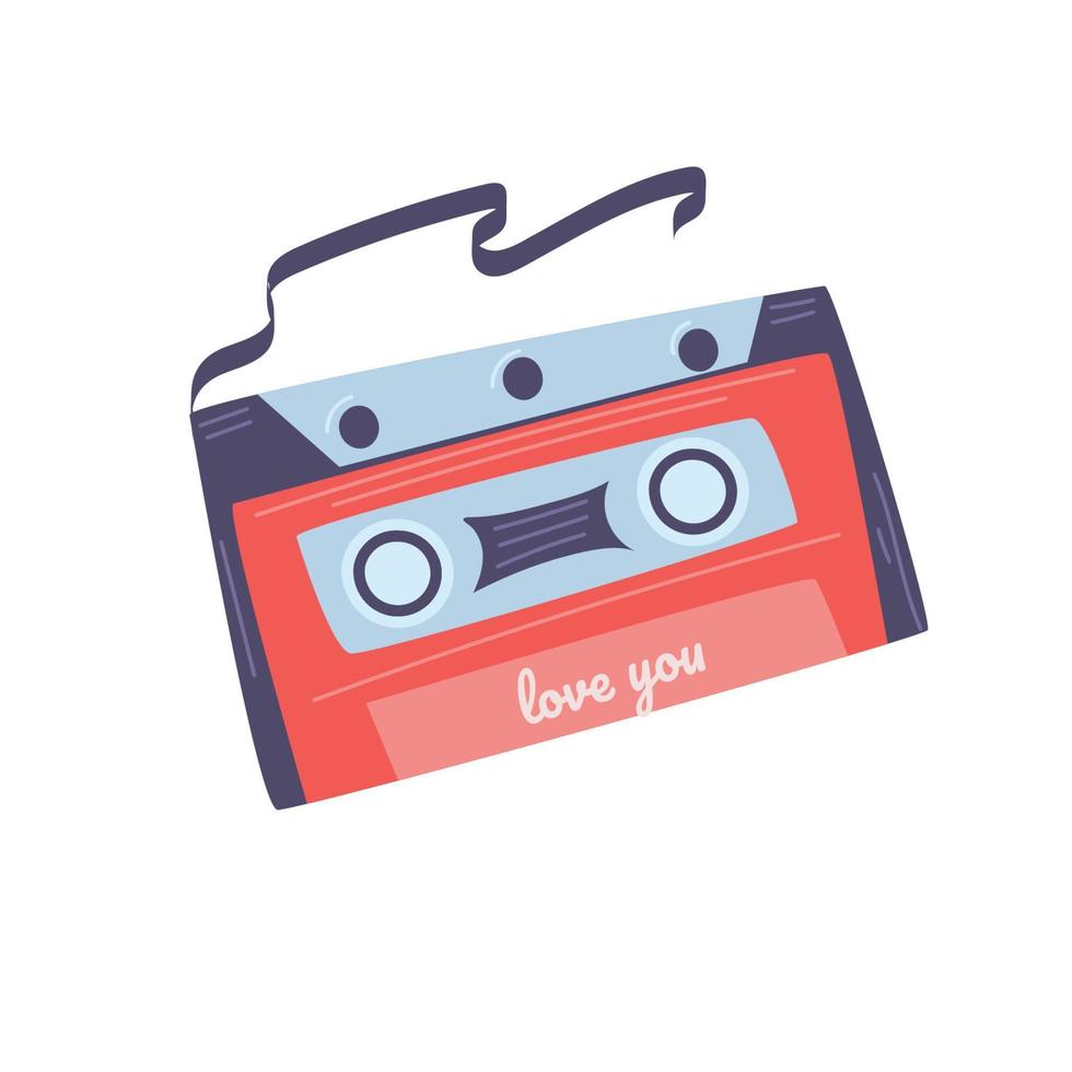 Compact cassette for player. Icon isolated on white background. vector