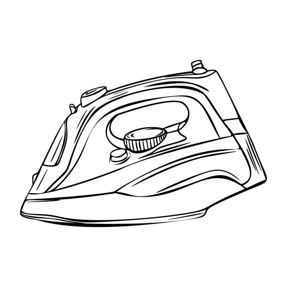 Sketch hand drawn of steam iron Royalty Free Vector Image