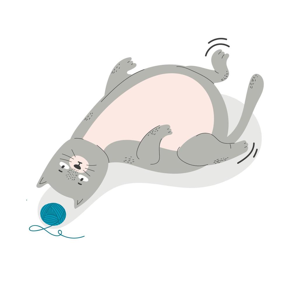 Cute cat in different poses isolated on white background in modern flat style. Animals. Vector illustration