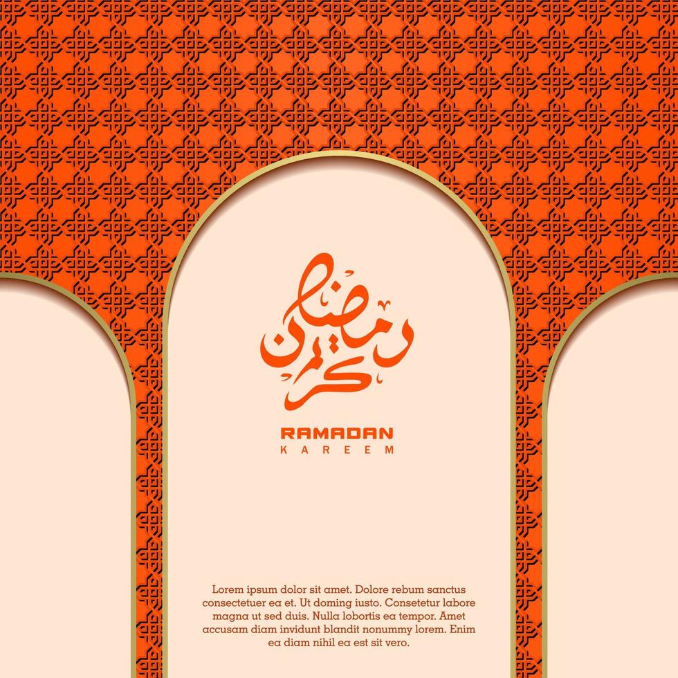 islamic greeting ramadan kareem card square background orange color design  for islamic party vector