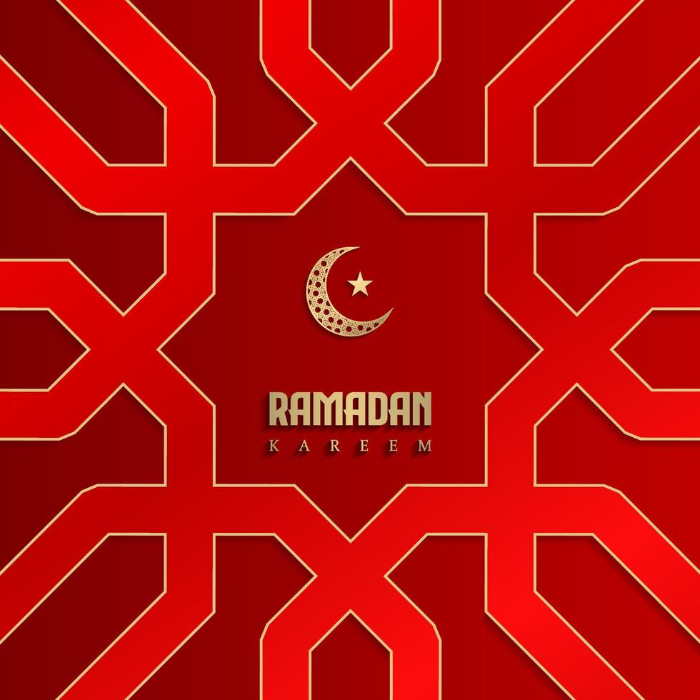 saludo islámico tarjeta ramadan kareem fondo cuadrado diseño de color rojo para fiesta islámica vector