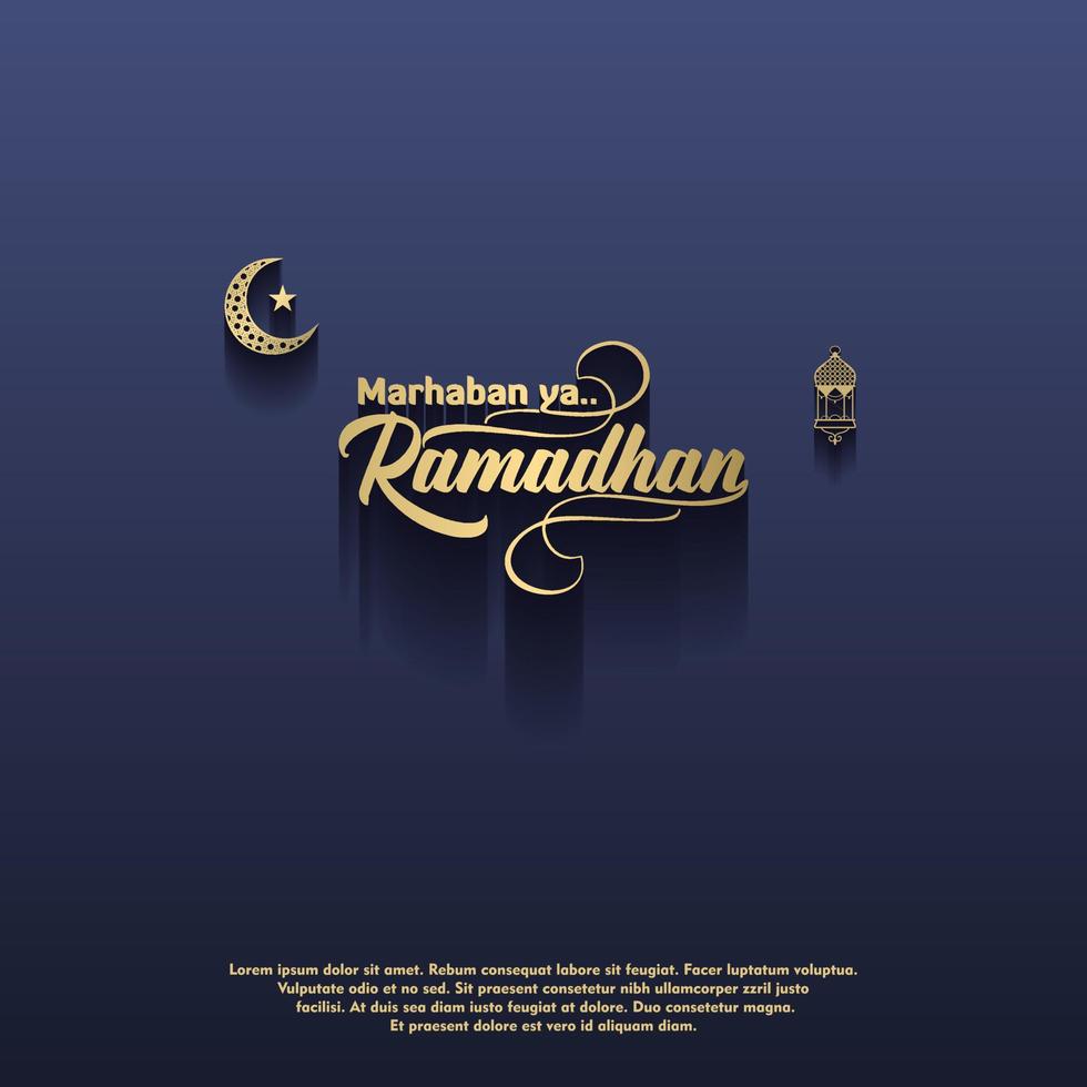 islamic greeting ramadan kareem card square background blue gold color design  for islamic party vector