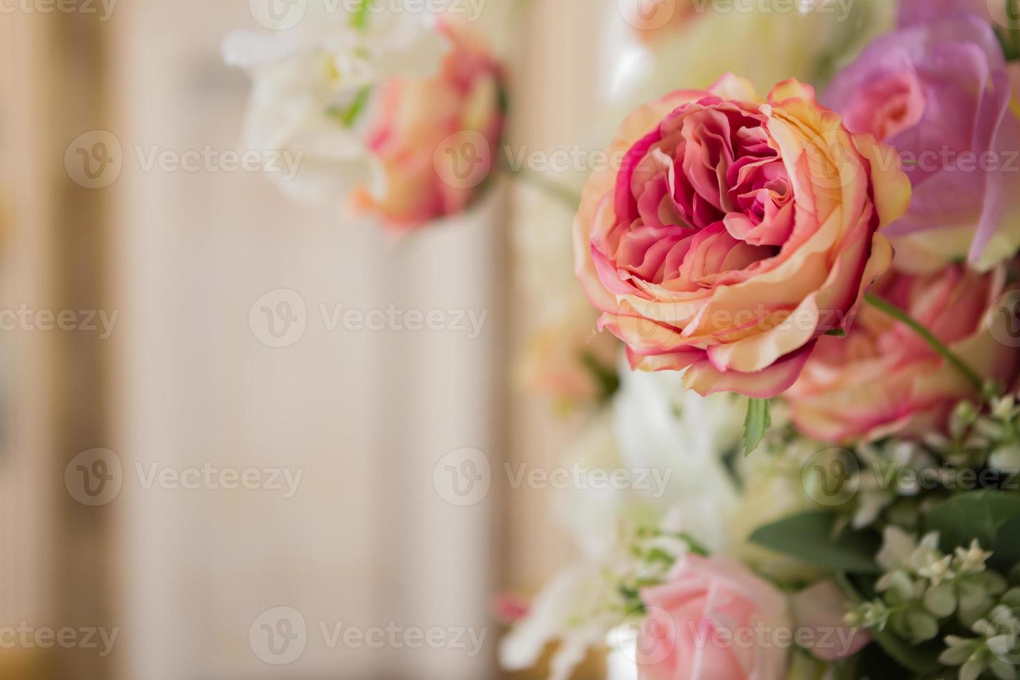 Selective focus fabric flowers, valentine concept photo