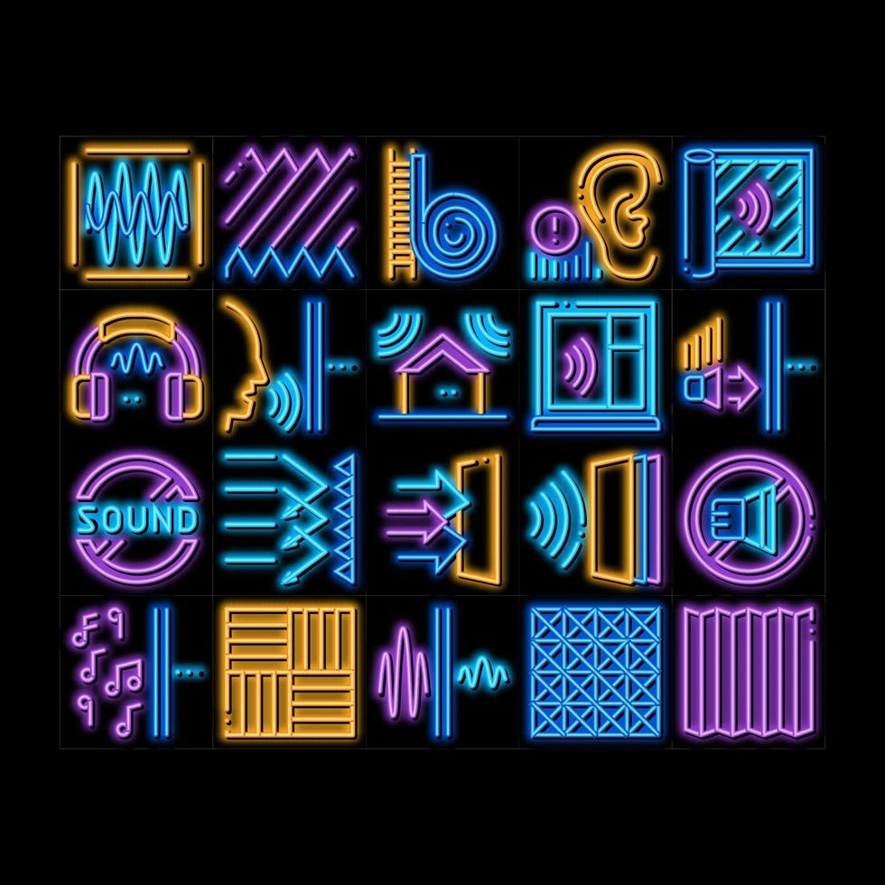 Soundproofing Building neon glow icon illustration vector