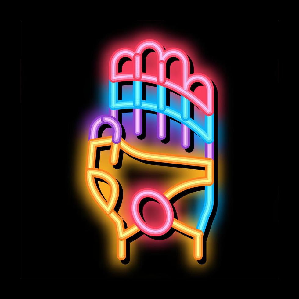 áreas de acción en la ilustración del icono de brillo de neón del brazo