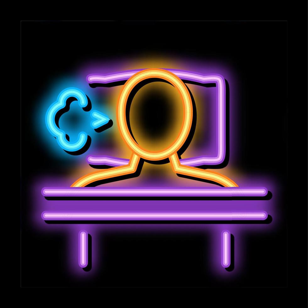 sleeping and cough in bed neon glow icon illustration vector