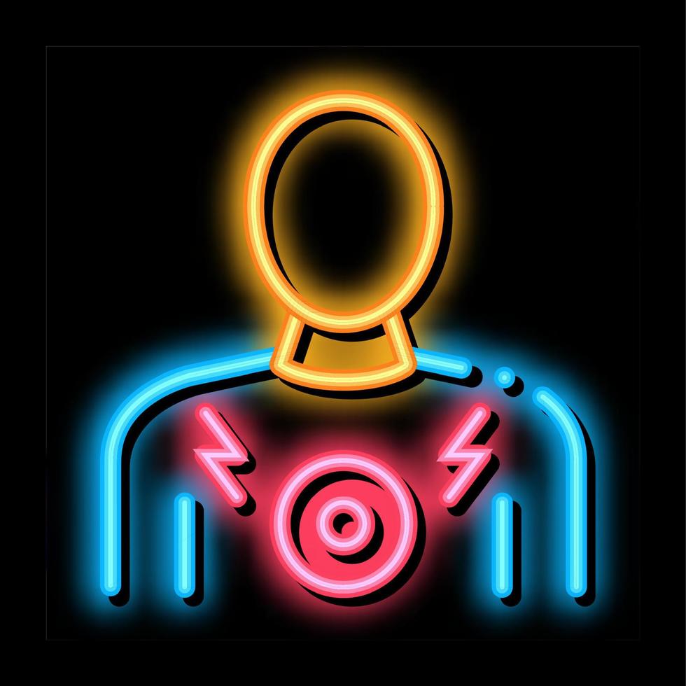 lungs disease and pain neon glow icon illustration vector