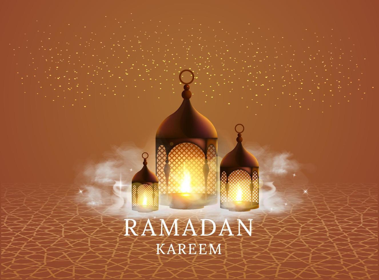 Arabic lantern and clouds. Ramadan Kareem. Vector illustration design.