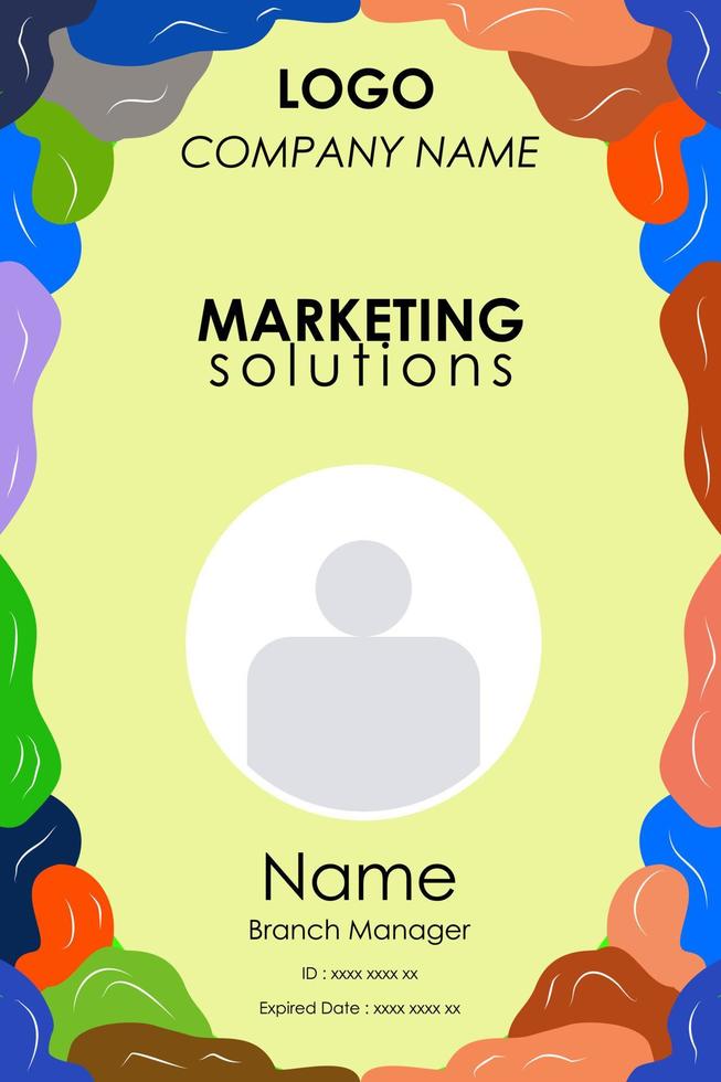 colorido diseño de tarjeta de identificación de marketing comercial para solución de marketing vector