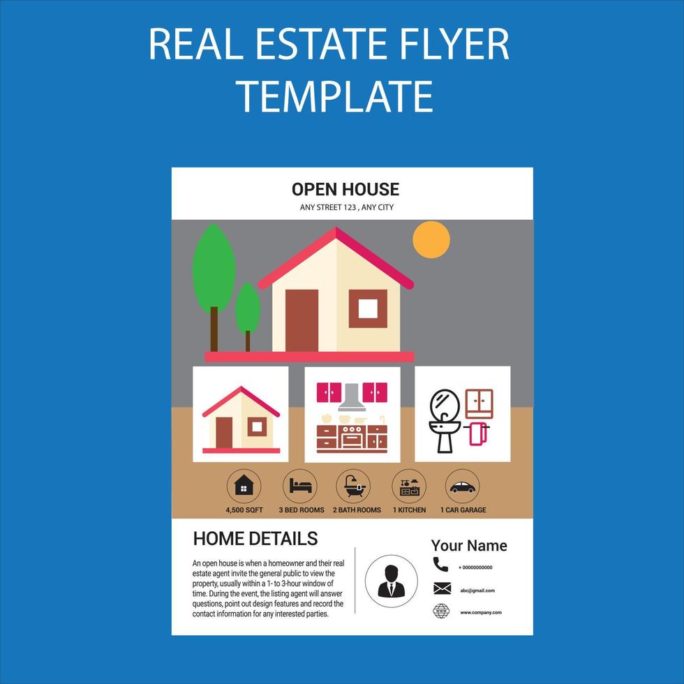 real estate flyer template vector