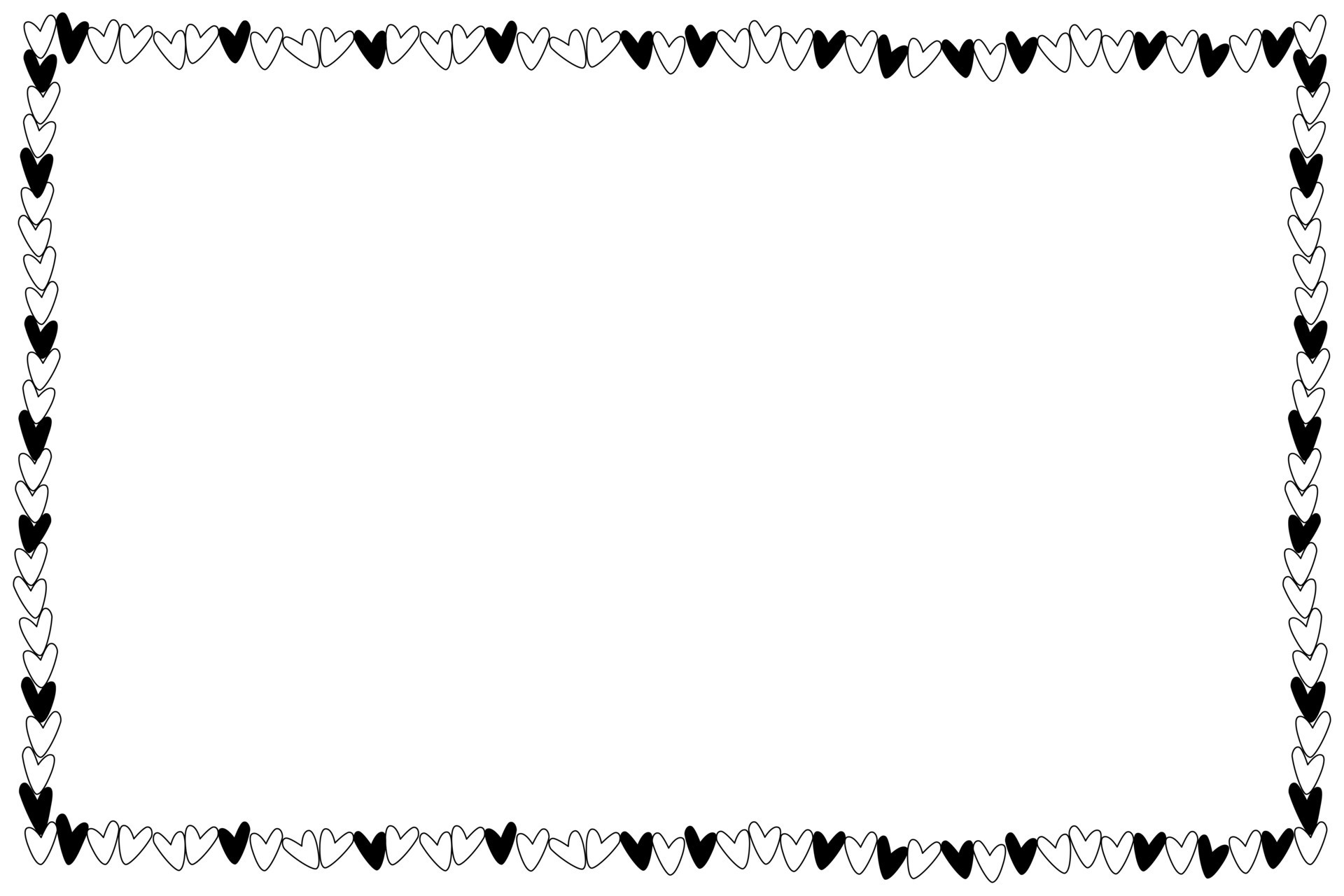 Vector - Cute border. Many black hearts on white background. Can be use