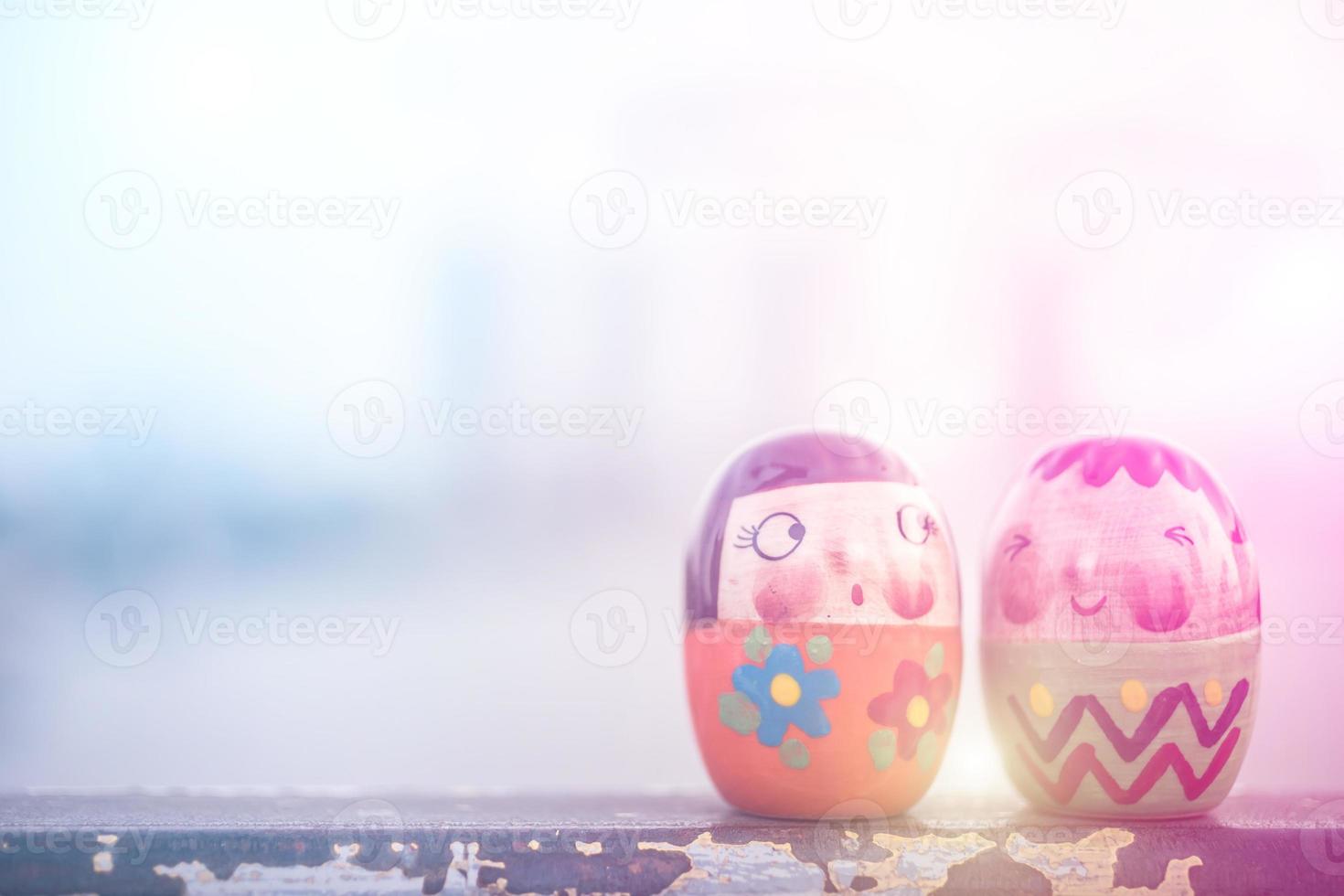 ceramics dolls , blurred background, pastel tone, valentine concept photo