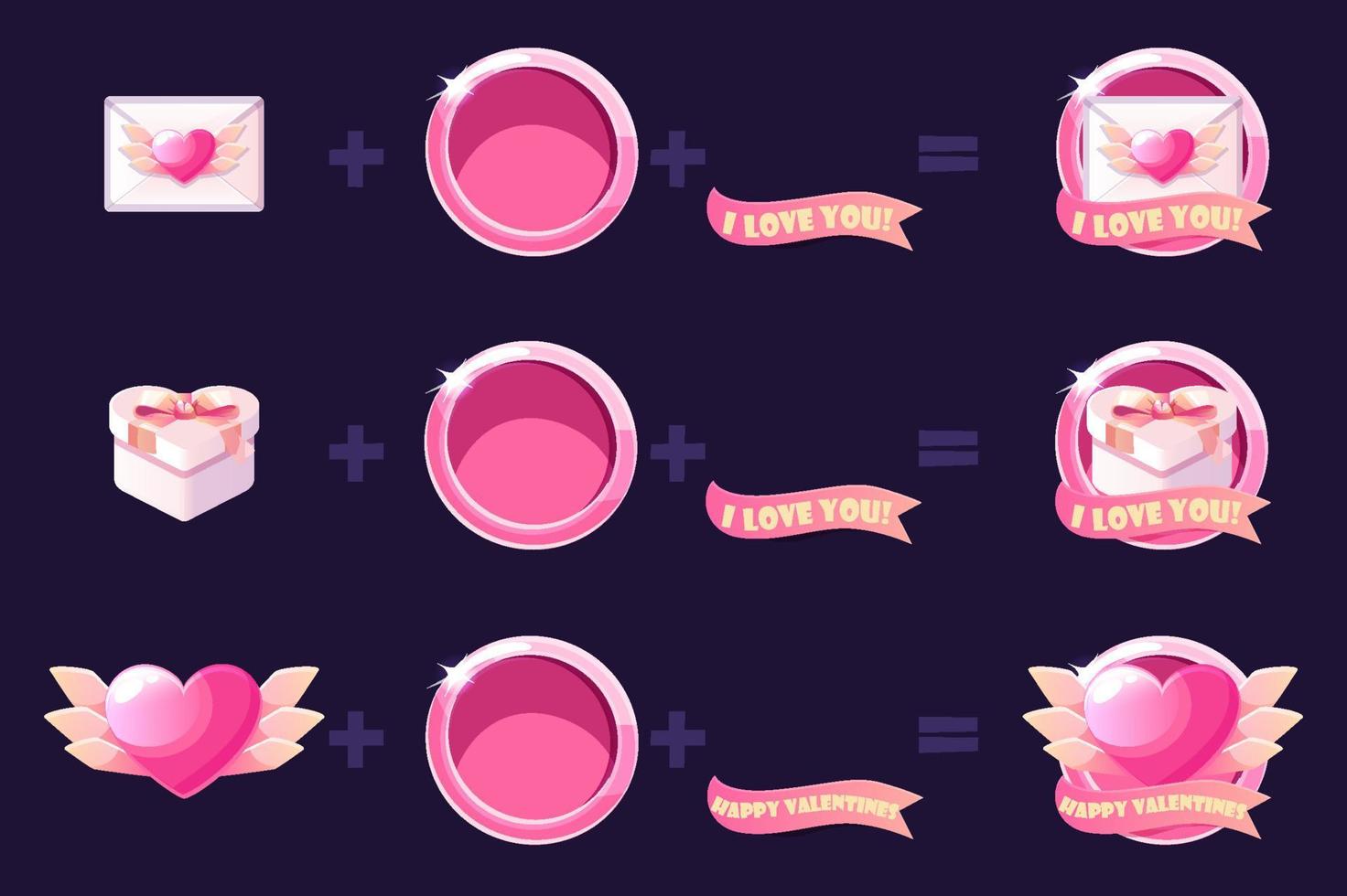 Vector Create set of Valentine icons for the holiday of St. Valentine