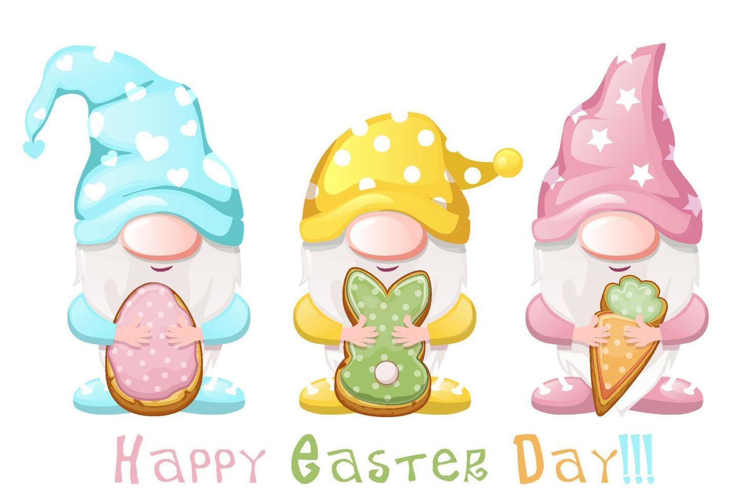 Cute cartoon gnomes with cookies for Easter vector