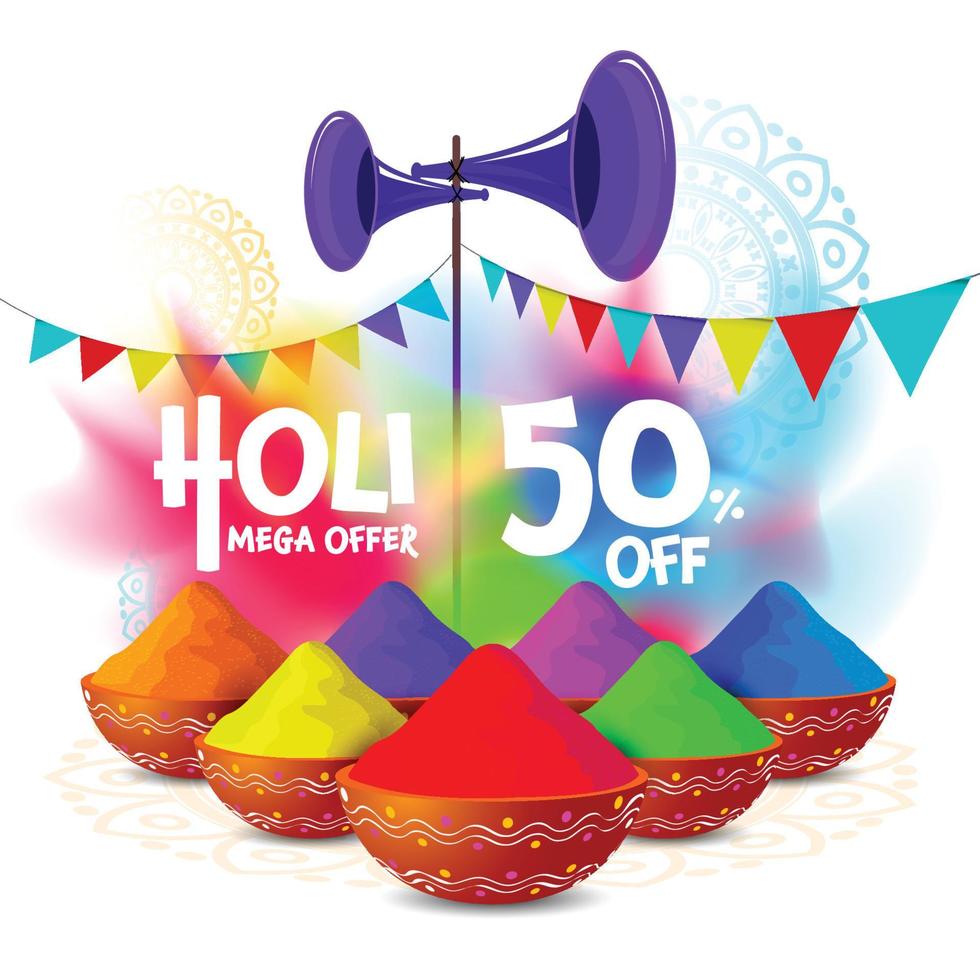 Vector illustration of colorful Happy Holi sale, offer discount banner template