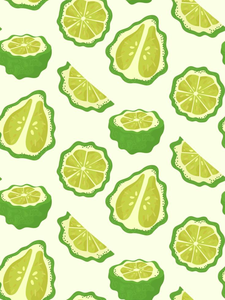 pattern whole and  piece of bergamot on white background vector