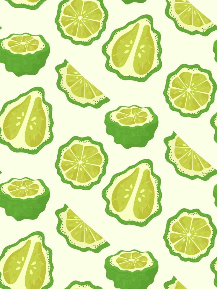 pattern whole and  piece of bergamot on white background vector