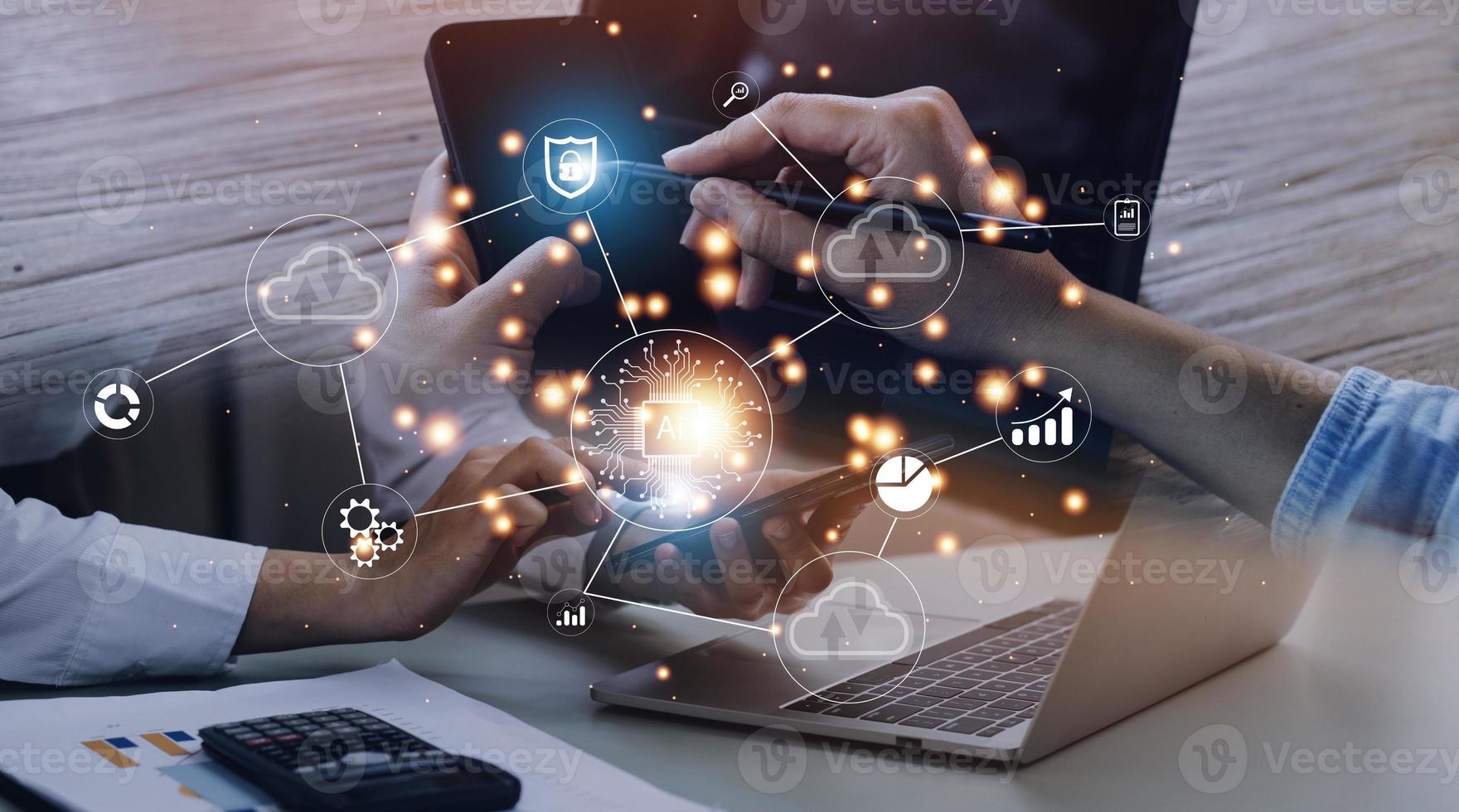 Digital transformation change management, internet of things , new technology bigdata and business process strategy, automate operation, customer service management, cloud computing photo